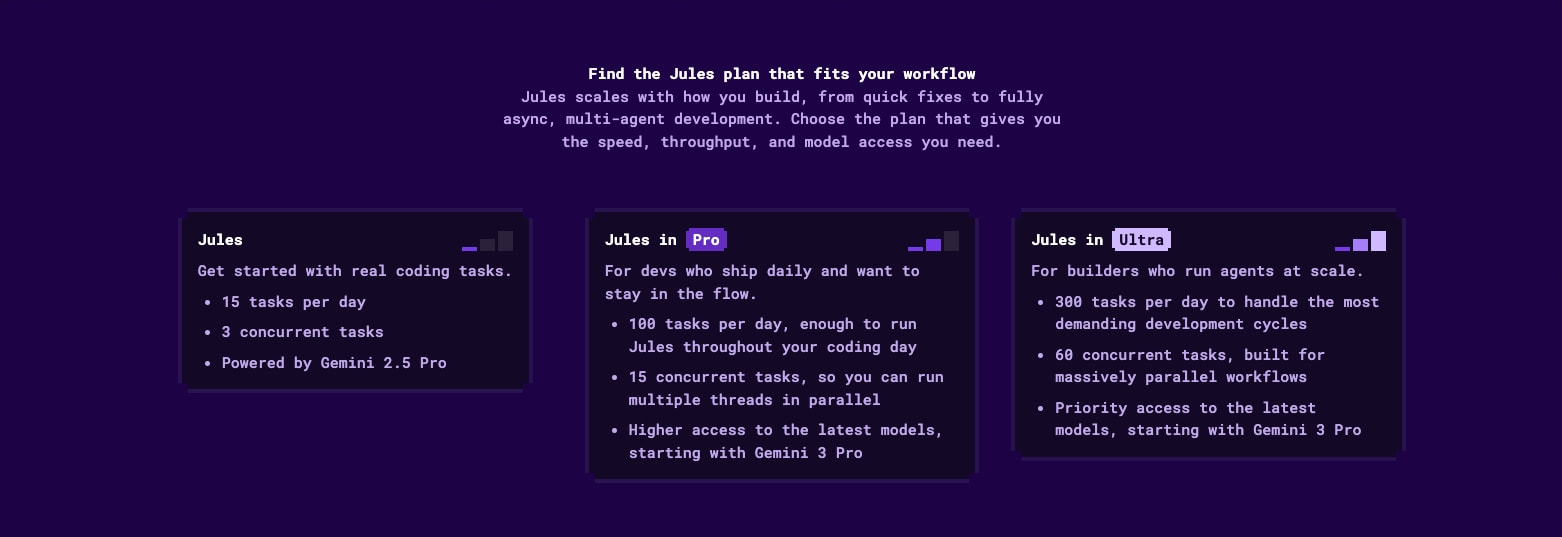 Jules - An Autonomous Coding Agent captured website design