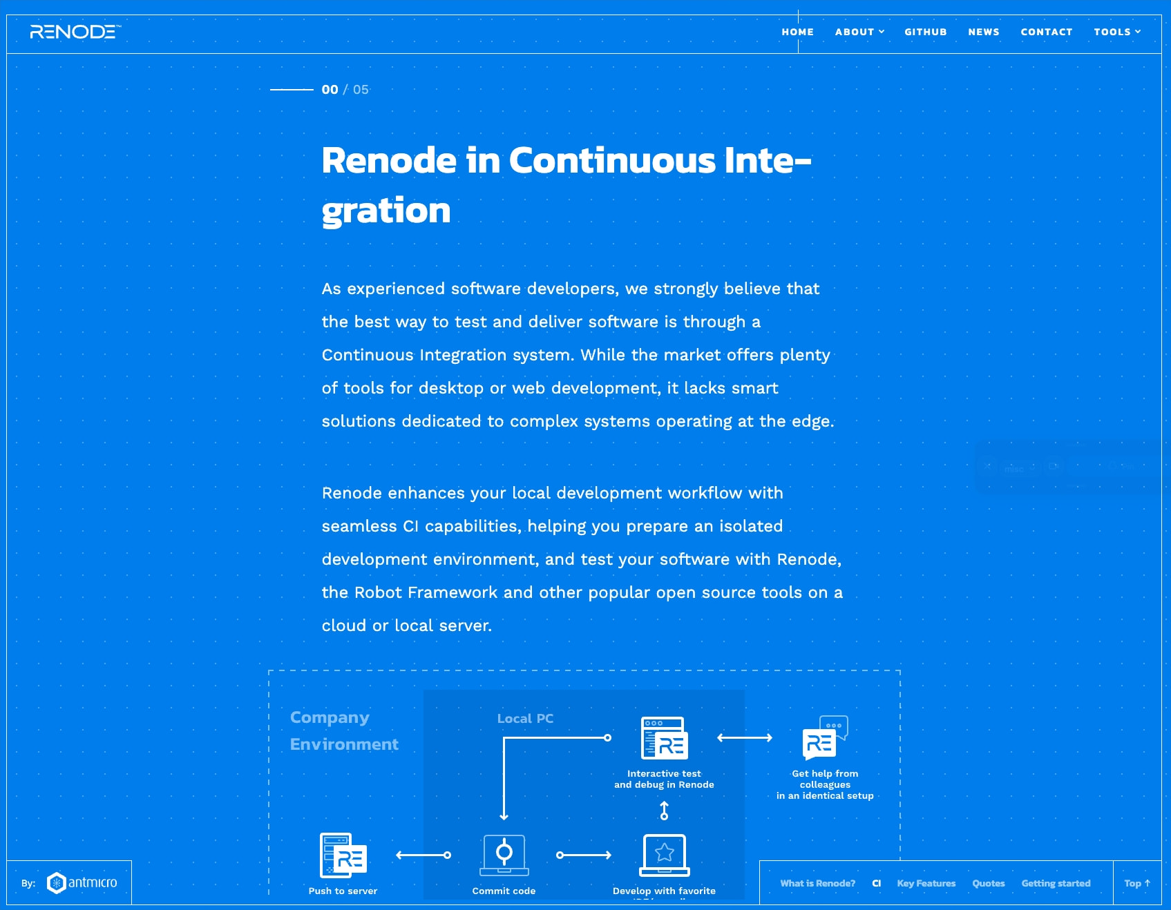 Renode captured website design