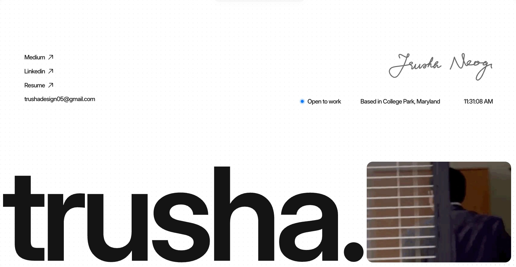 Trusha Neogi captured website design