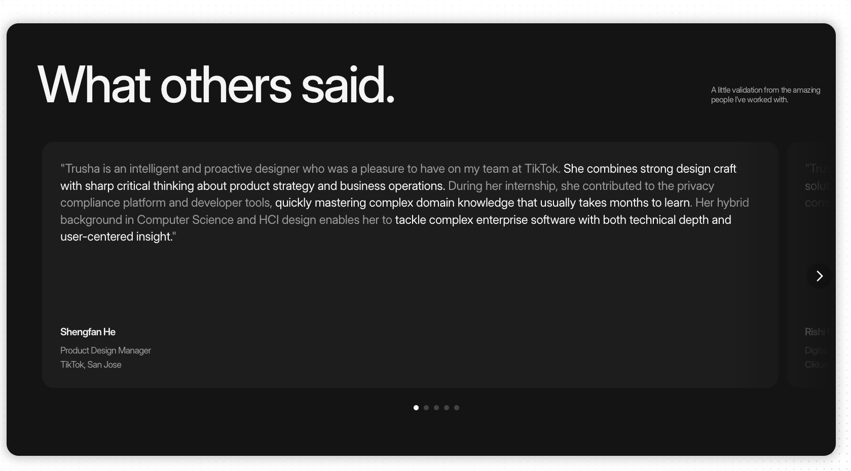 Trusha Neogi captured website design