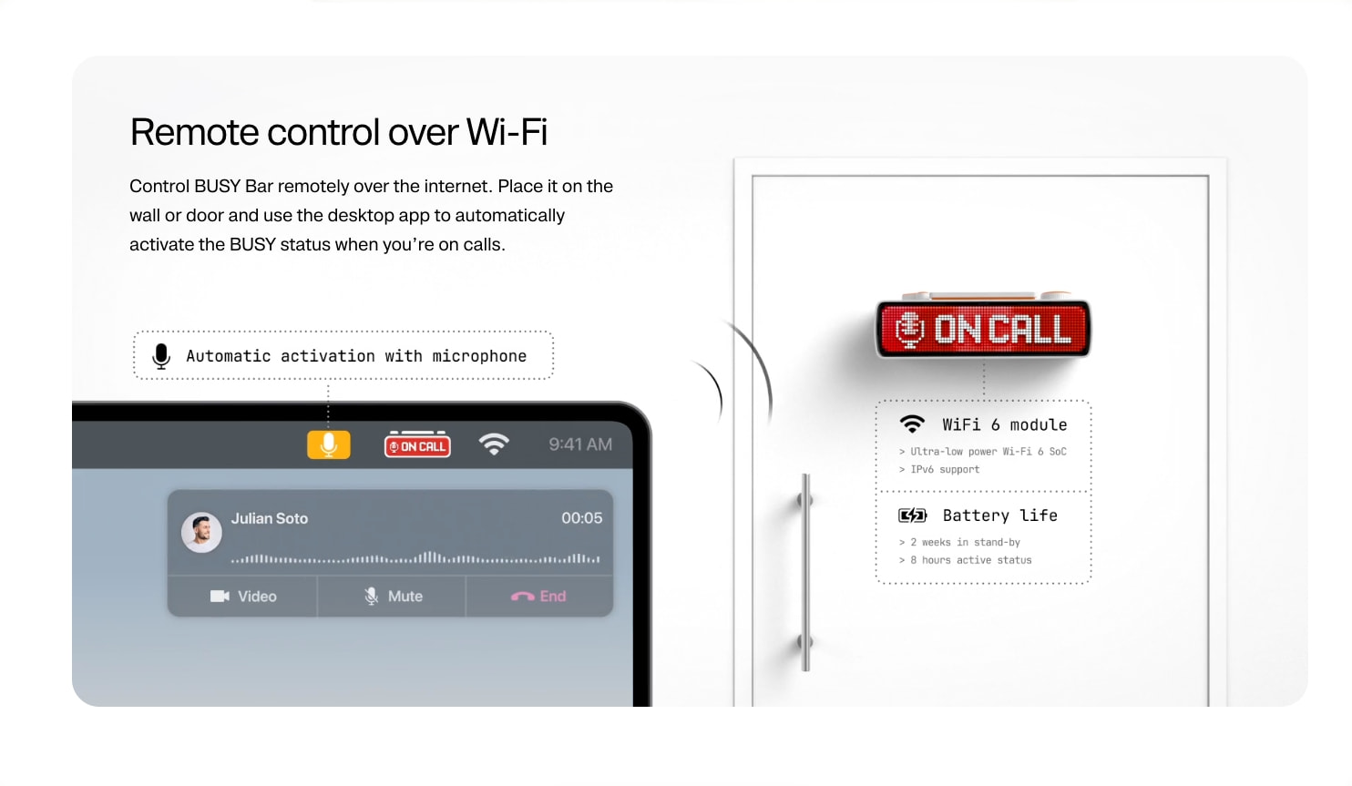 BUSY Bar — Productivity Multi-tool Device with an LED pixel screen captured website design
