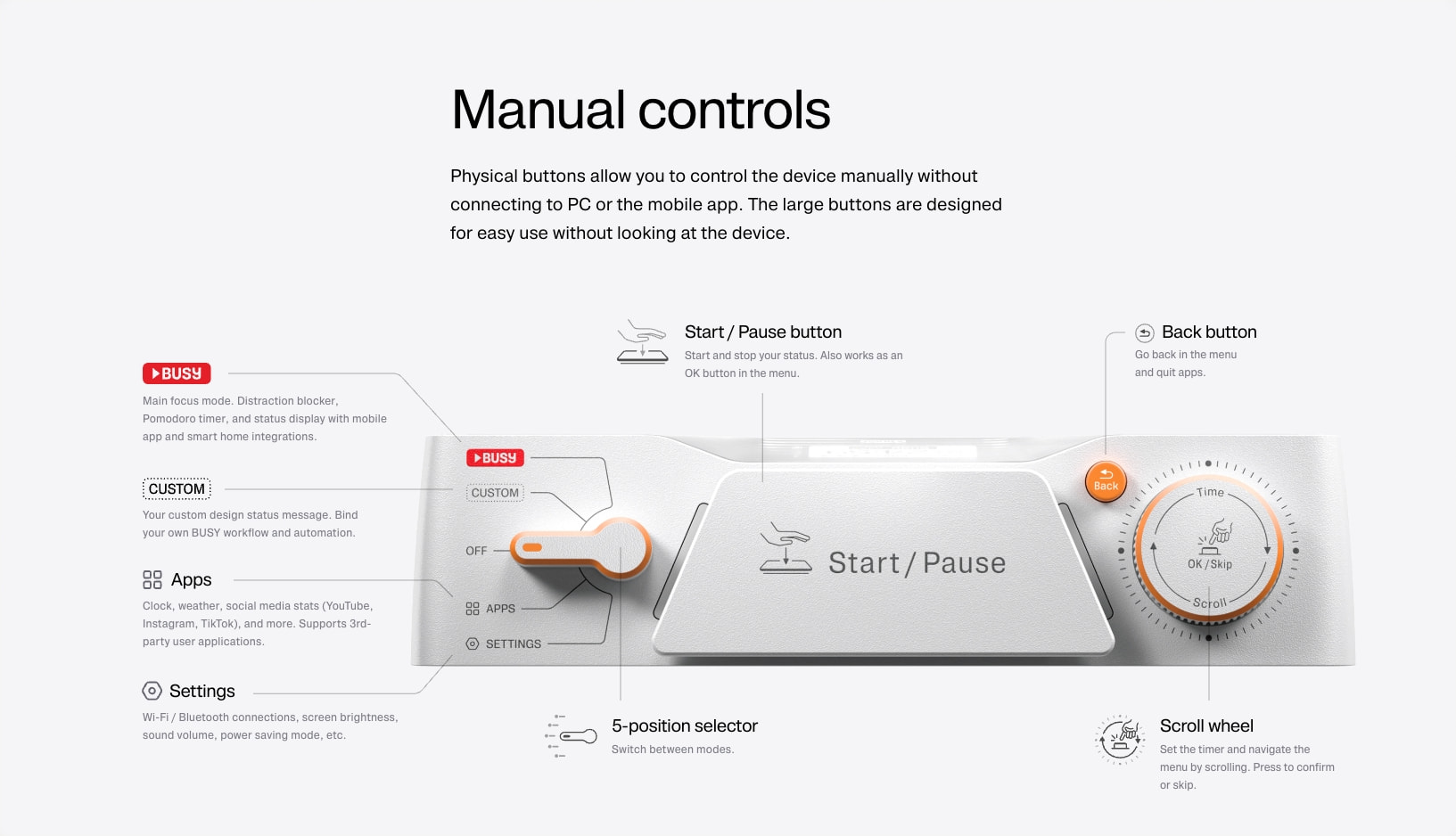 BUSY Bar — Productivity Multi-tool Device with an LED pixel screen captured website design