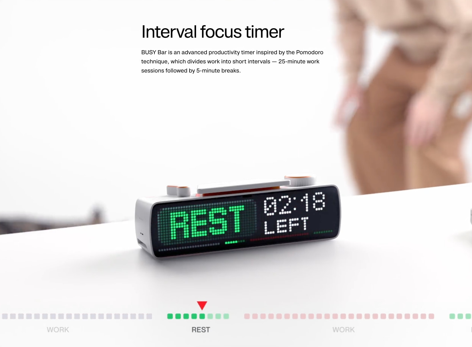 BUSY Bar — Productivity Multi-tool Device with an LED pixel screen captured website design