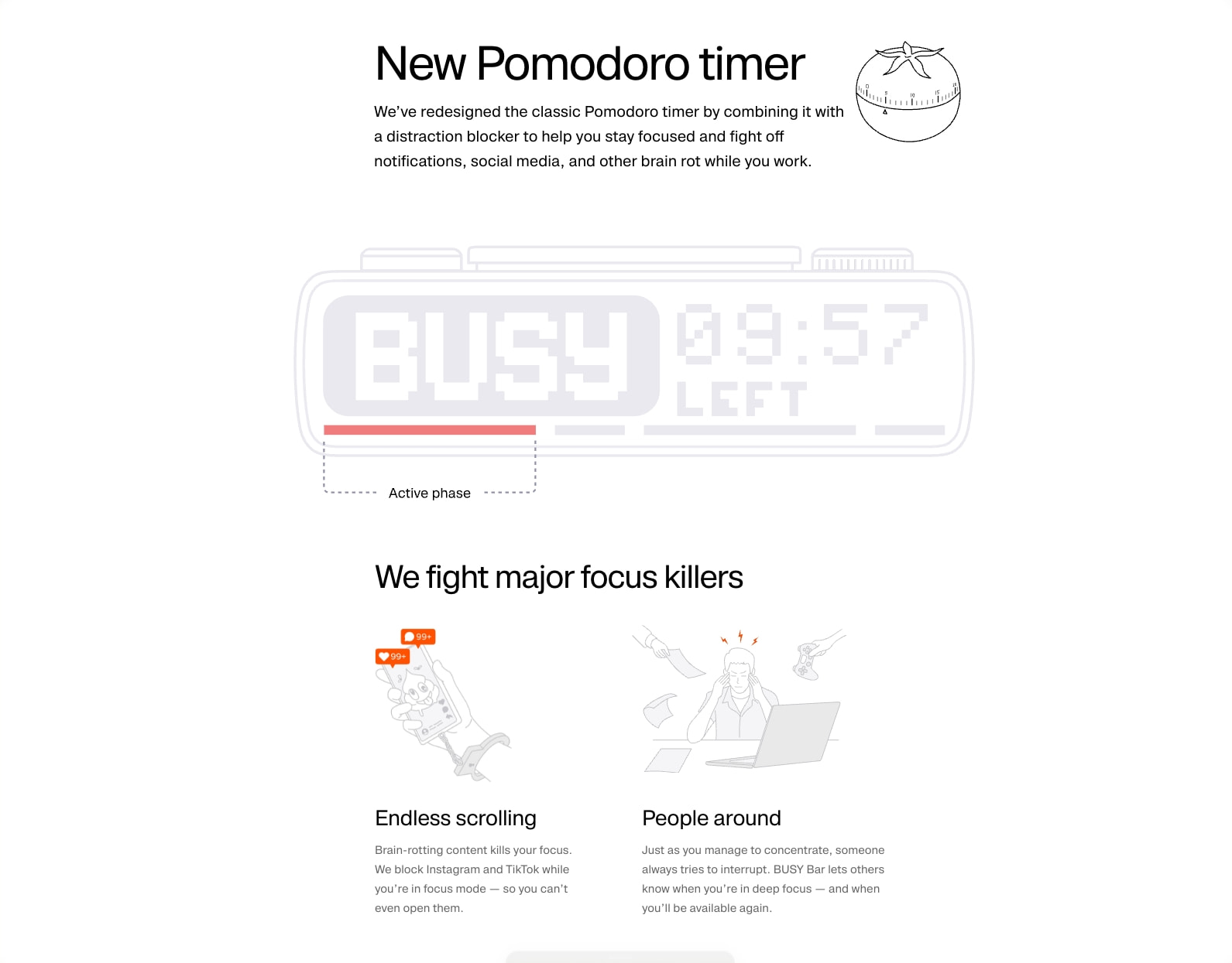 BUSY Bar — Productivity Multi-tool Device with an LED pixel screen captured website design