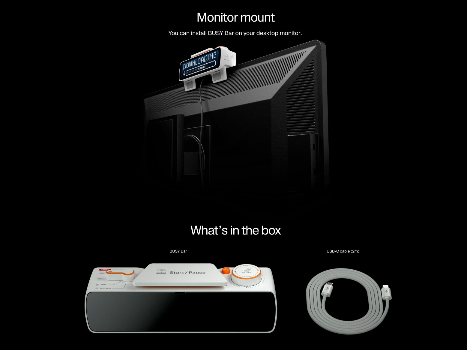 BUSY Bar — Productivity Multi-tool Device with an LED pixel screen captured website design