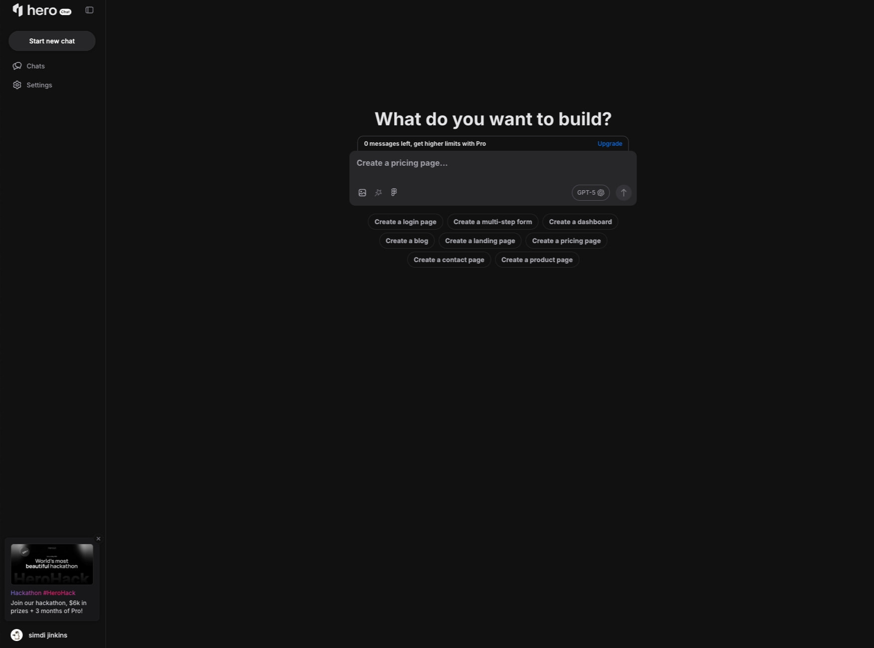 HeroUI Chat captured website design