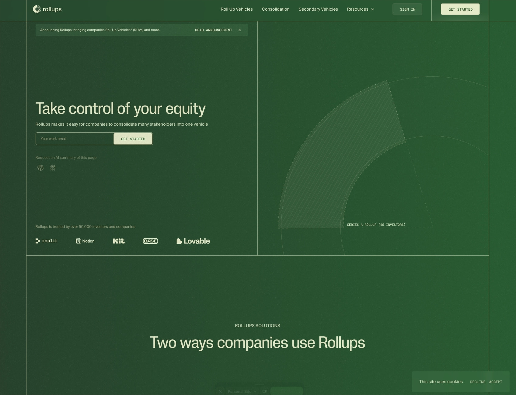 Rollups captured website design