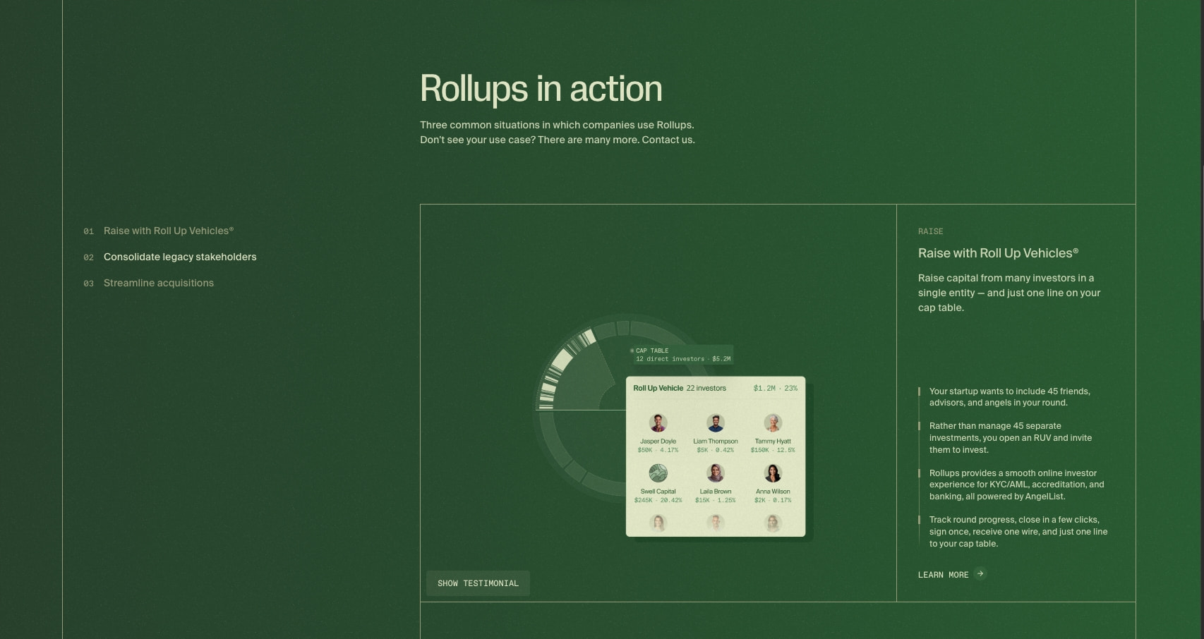 Rollups captured website design