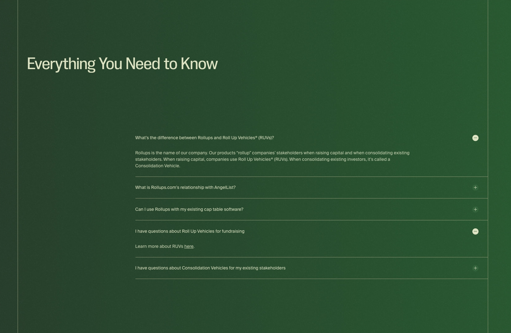 Rollups captured website design