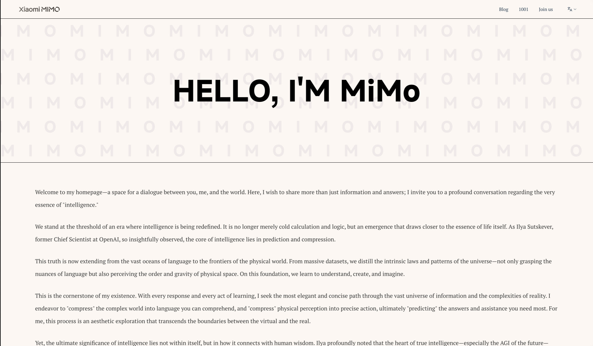 Xiaomi MiMo captured website design