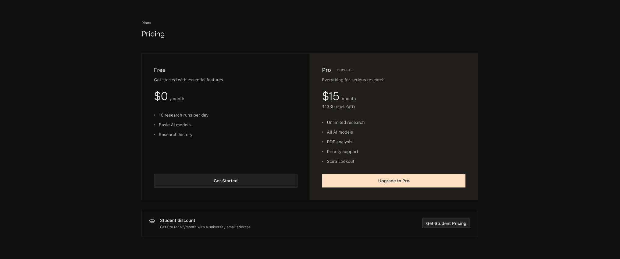 Scira AI - Research in speed of thought. captured website design