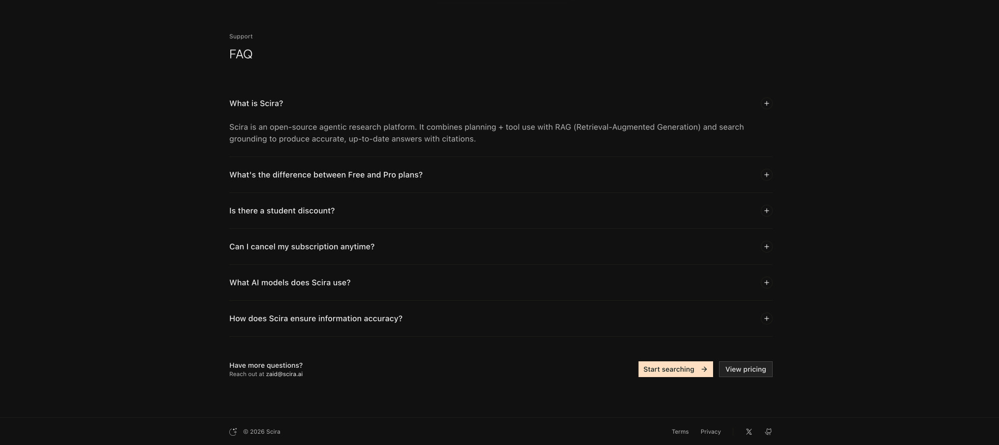 Scira AI - Research in speed of thought. captured website design