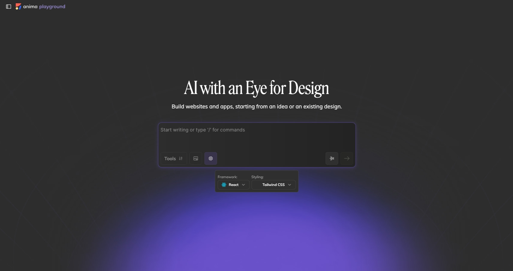 Anima captured website design