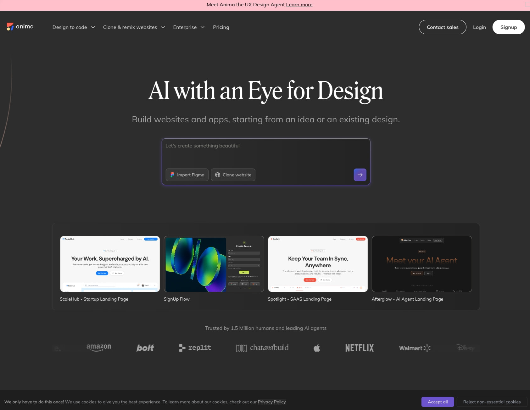 Anima: the UX Design Agent captured website design