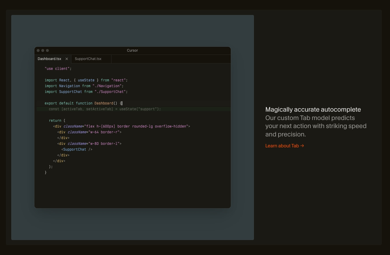 Cursor captured website design