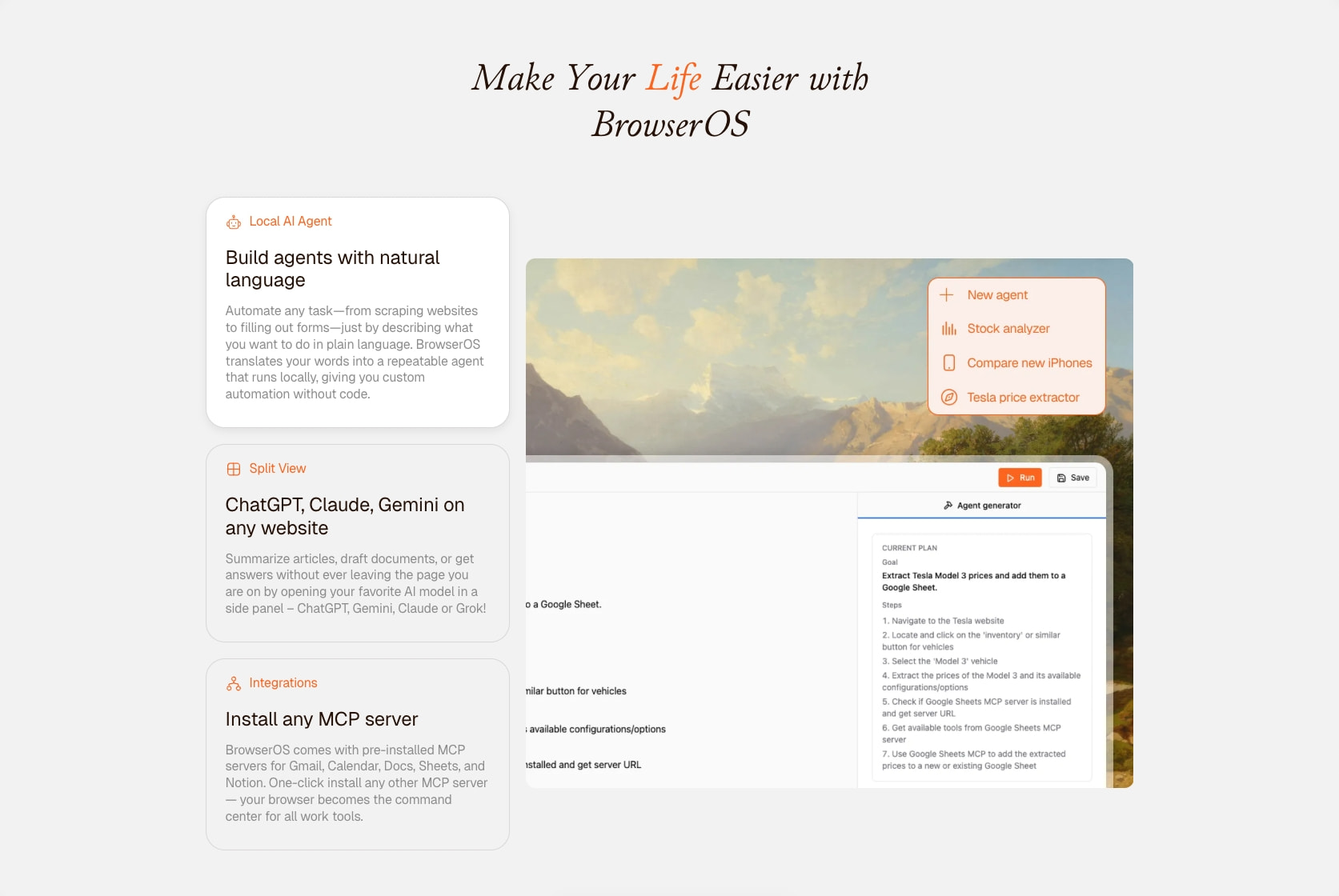 BrowserOS - Open-Source AI Browser | Privacy-First Alternative to Perplexity Comet captured website design