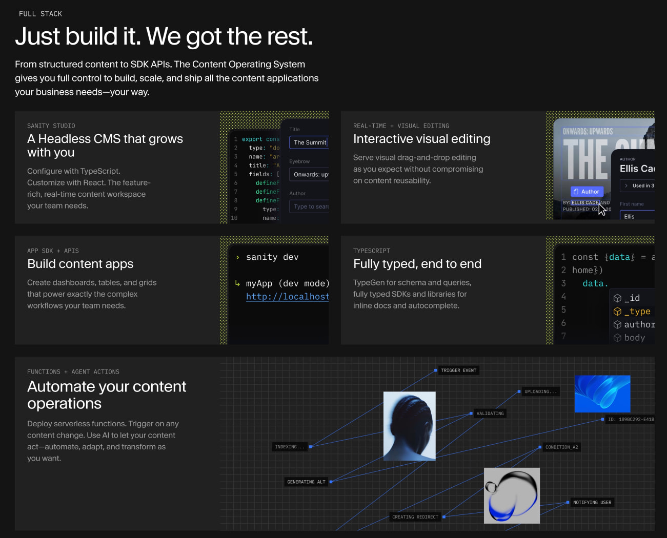 The Content Operating System | Sanity captured website design