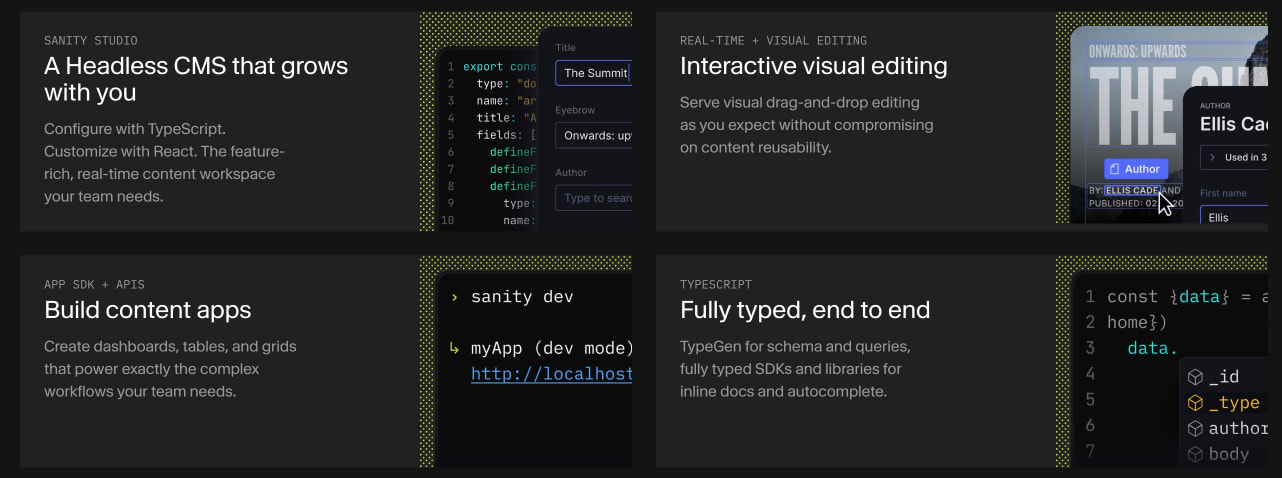 The Content Operating System | Sanity captured website design