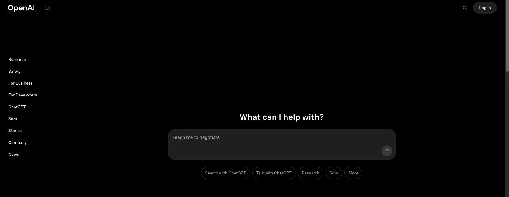 OpenAI captured website design
