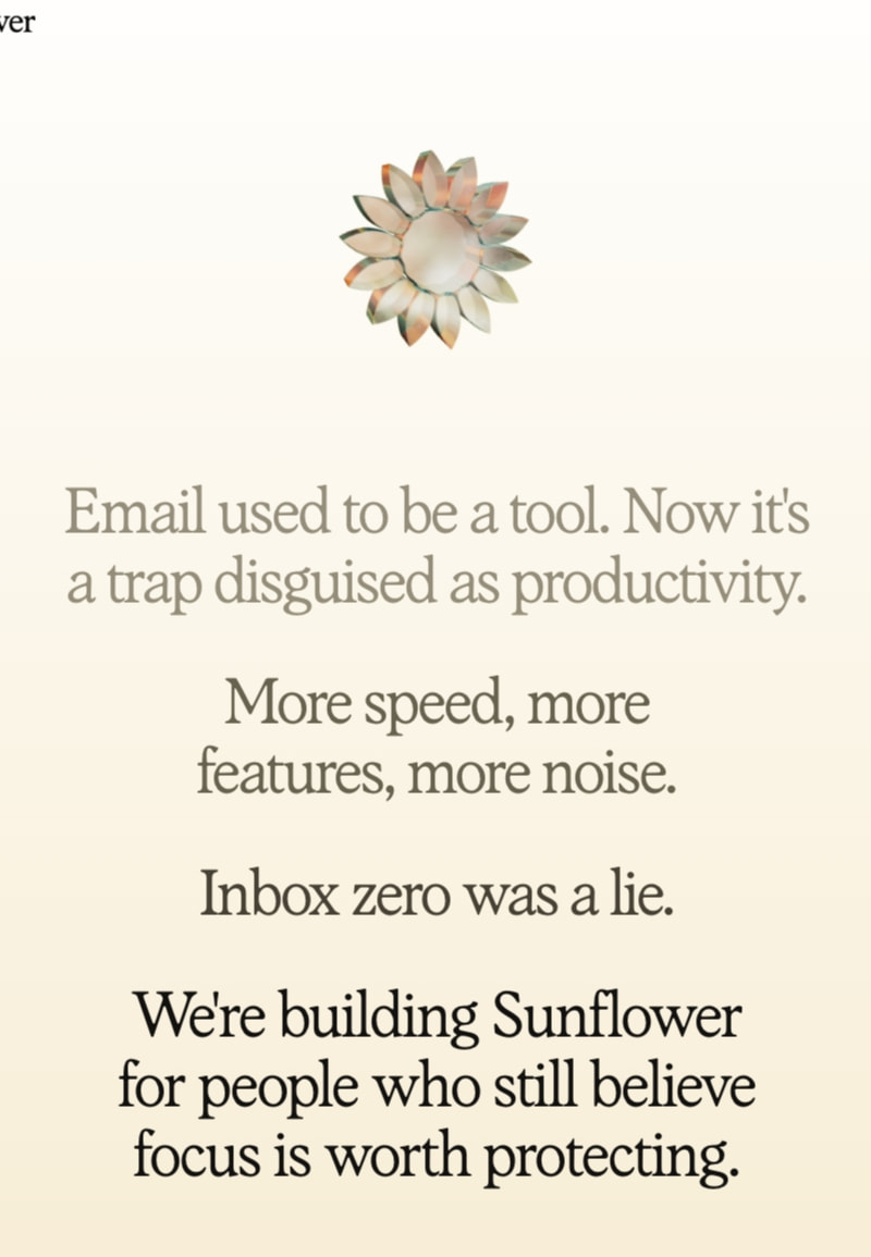 Sunflower. An inbox that works, for you. captured website design