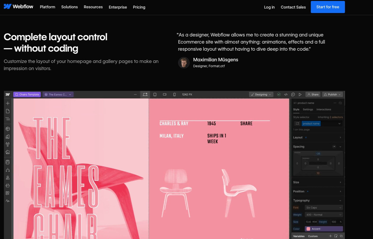 Webflow Ecommerce website builder | Webflow captured website design