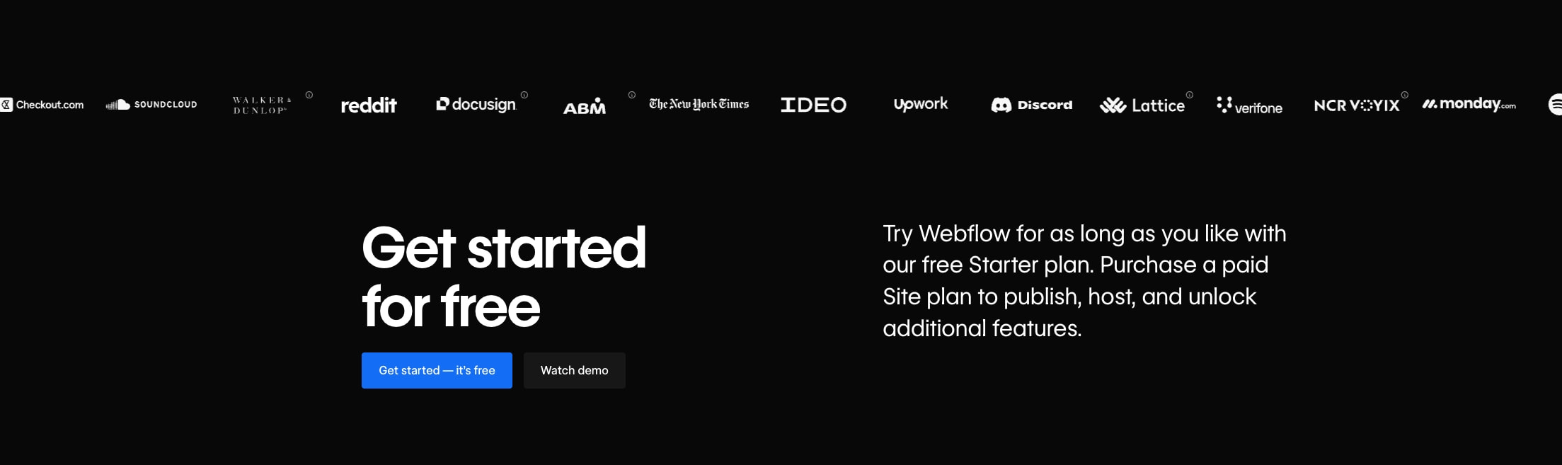 Plans & pricing | Webflow captured website design