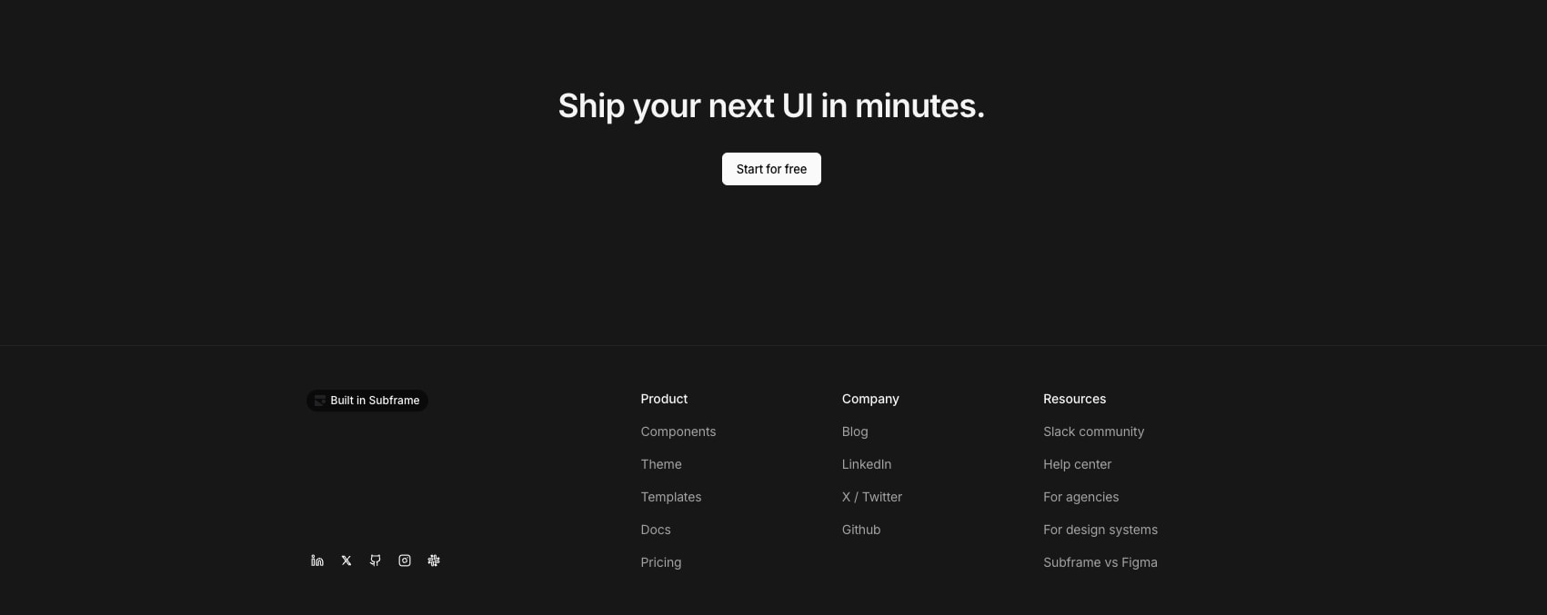 Subframe – The best way to build UI, fast. captured website design