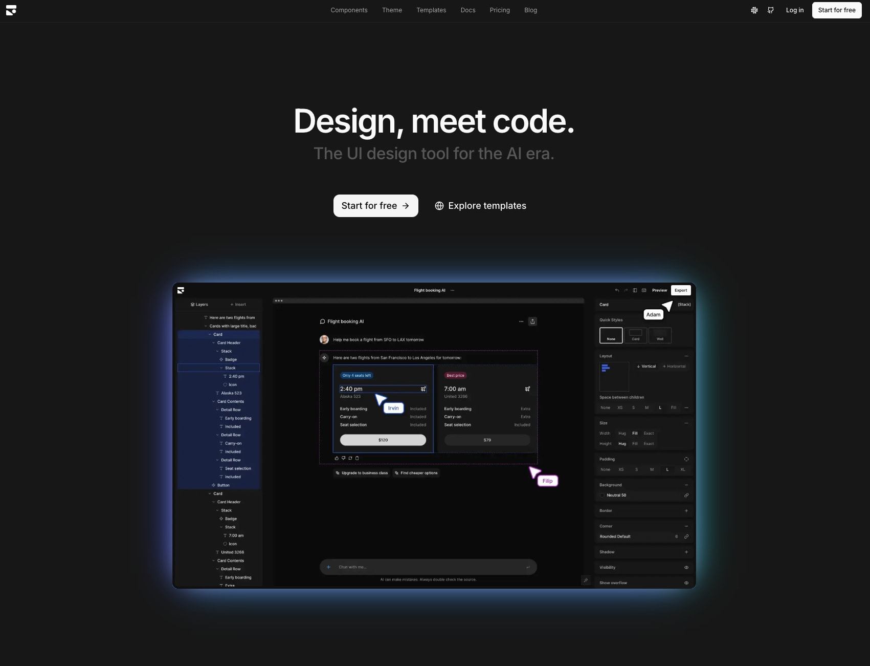 Subframe – The best way to build UI, fast. captured website design