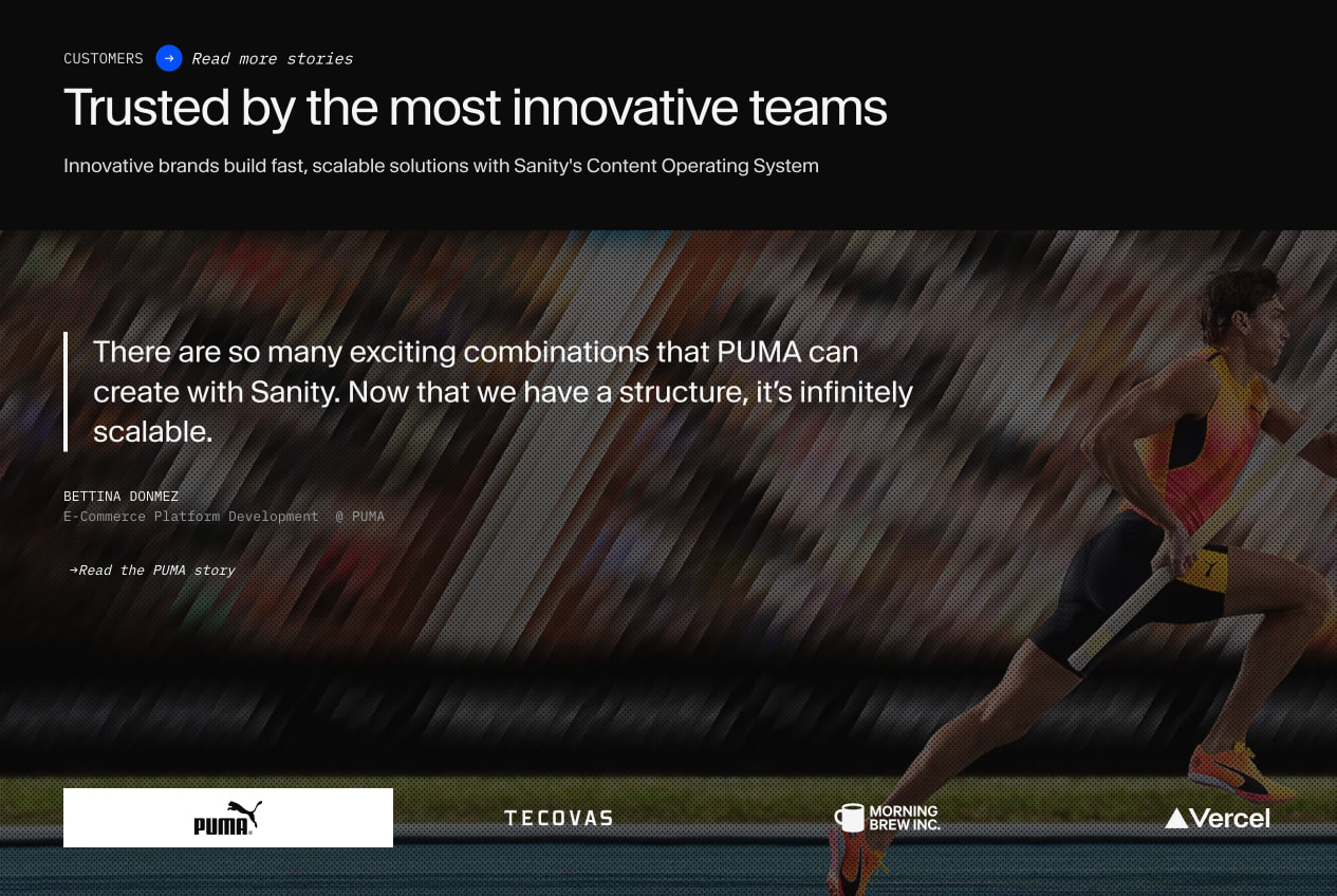 The Content Operating System | Sanity captured website design