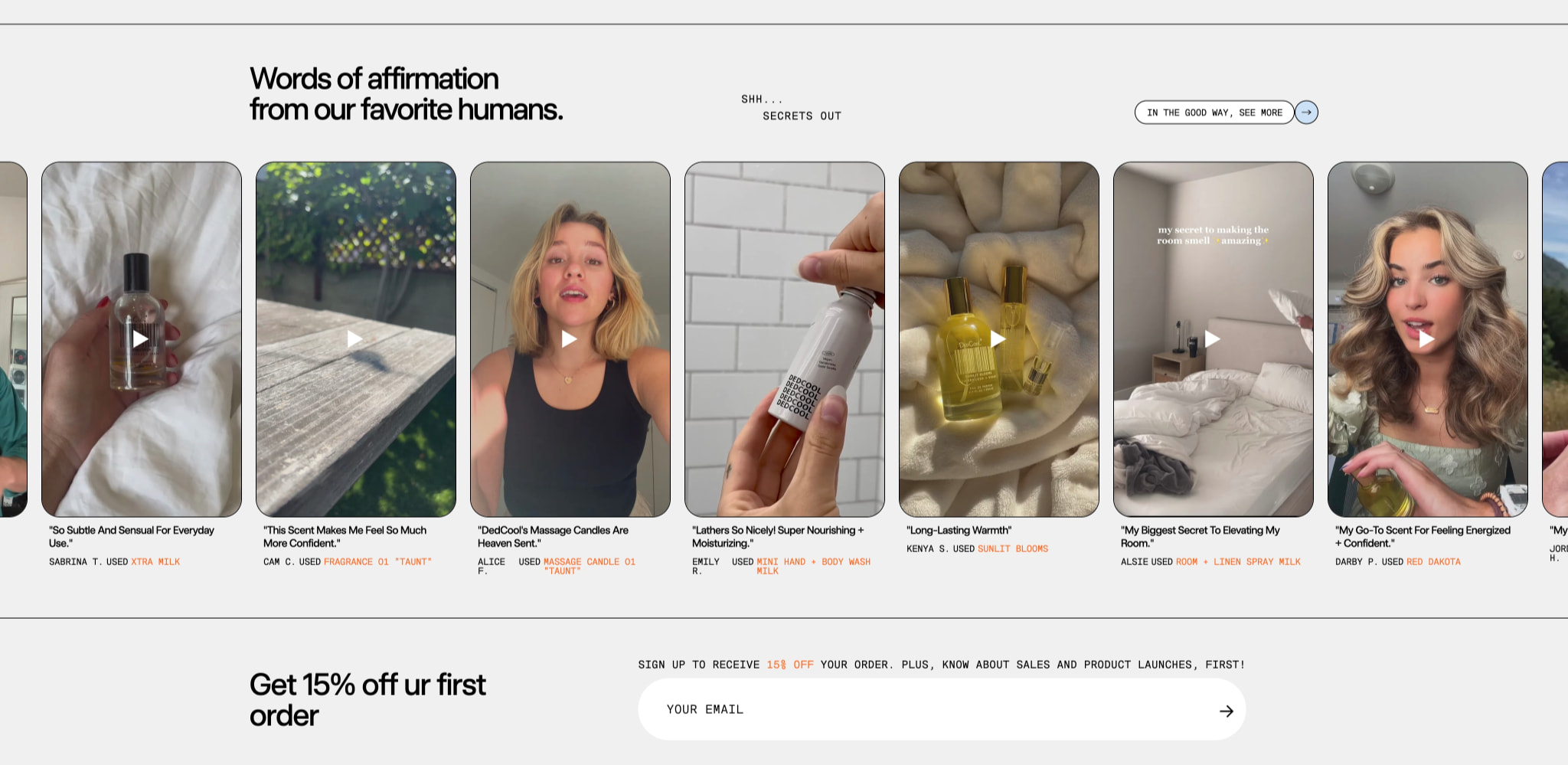 Making life smell really good. GENDERLESS + VEGAN + NON TOXIC – DedCool captured website design