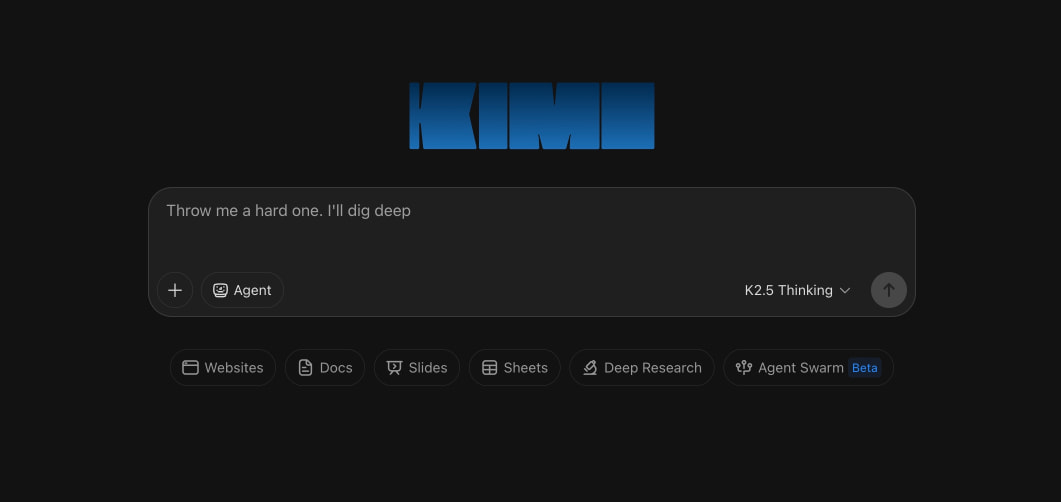 Kimi AI with K2.5 | Visual Coding Meets Agent Swarm captured website design