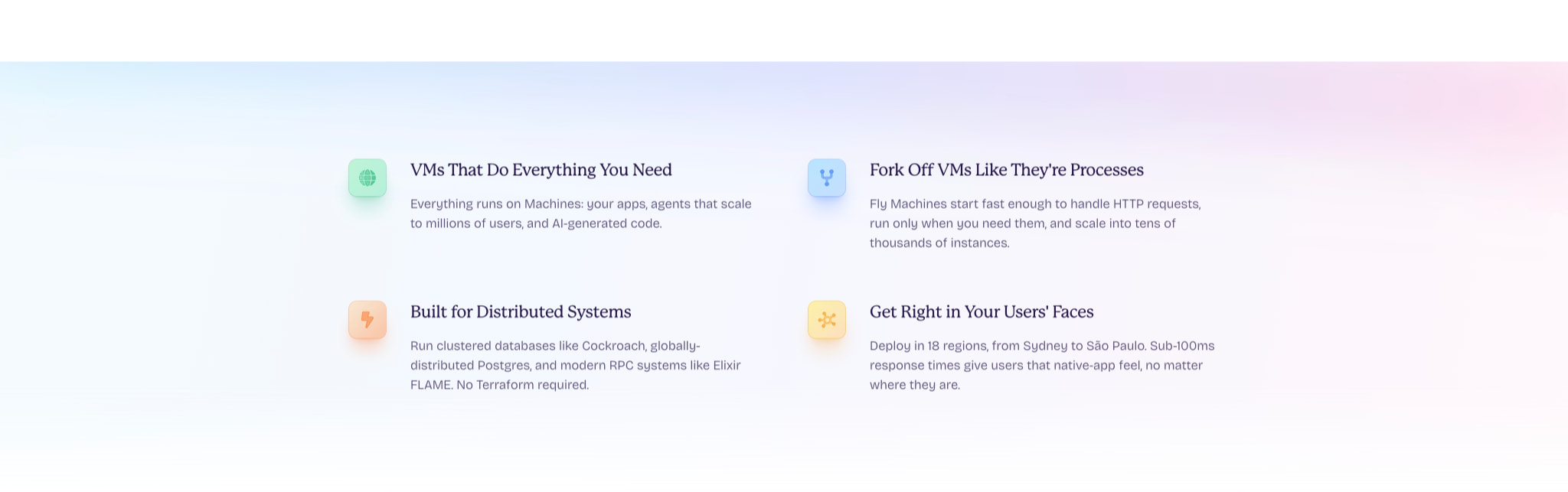 Deploy app servers close to your users · Fly captured website design