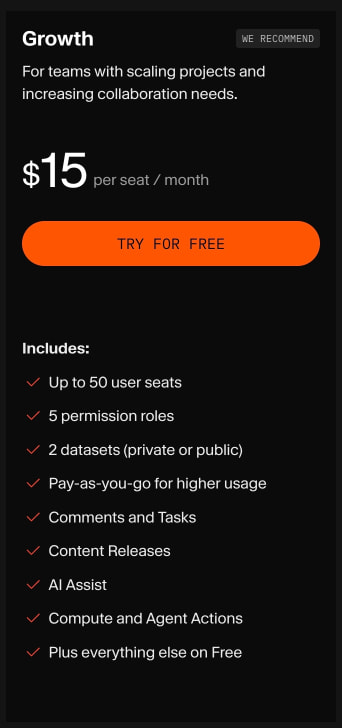 Pricing | Sanity captured website design