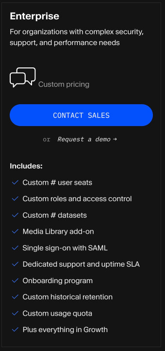Pricing | Sanity captured website design