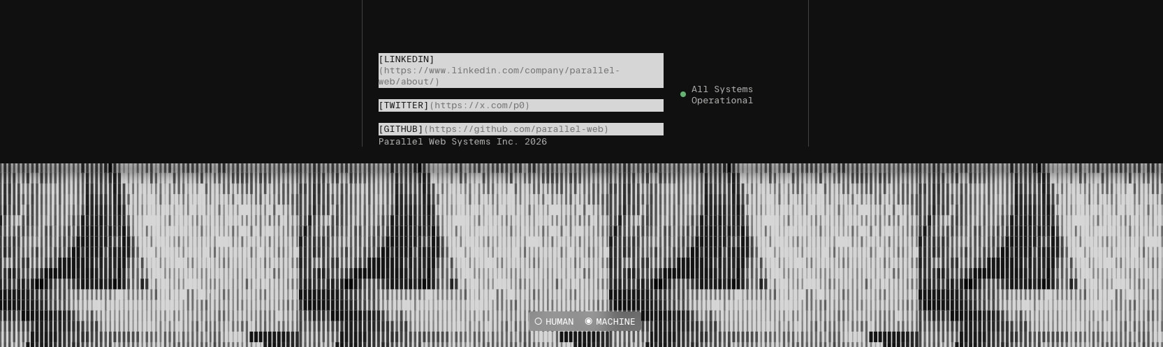 Parallel Web Systems | Web Search & Research APIs Built for AI Agents captured website design