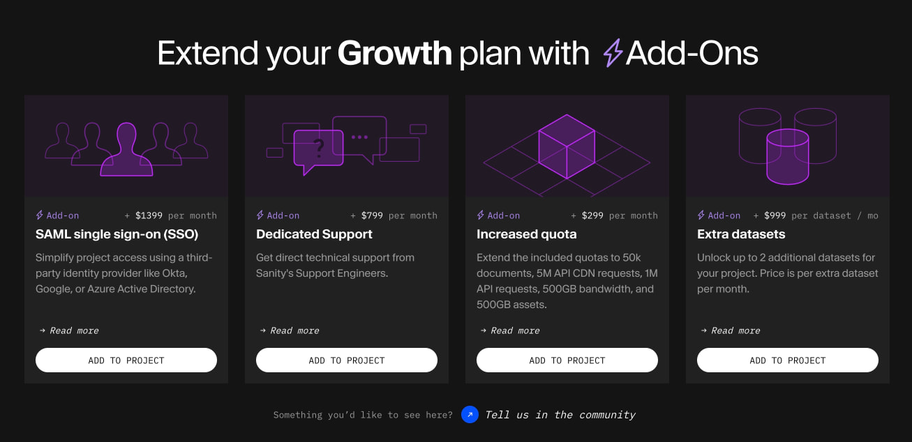 Pricing | Sanity captured website design