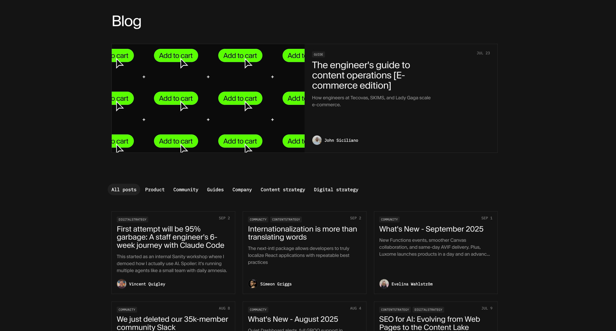 Blog | Sanity captured website design