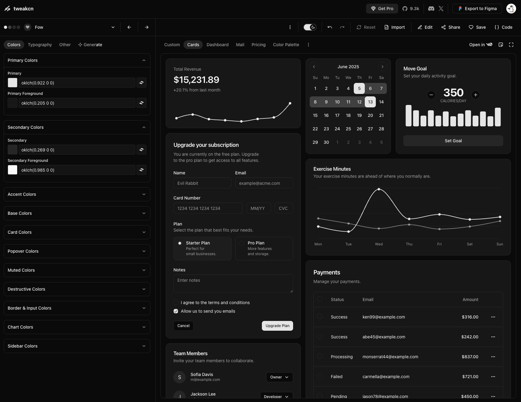 tweakcn — Theme Generator for shadcn/ui captured website design