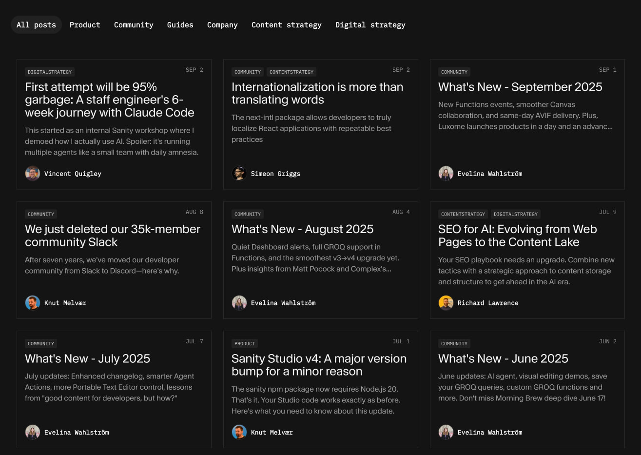 Blog | Sanity captured website design