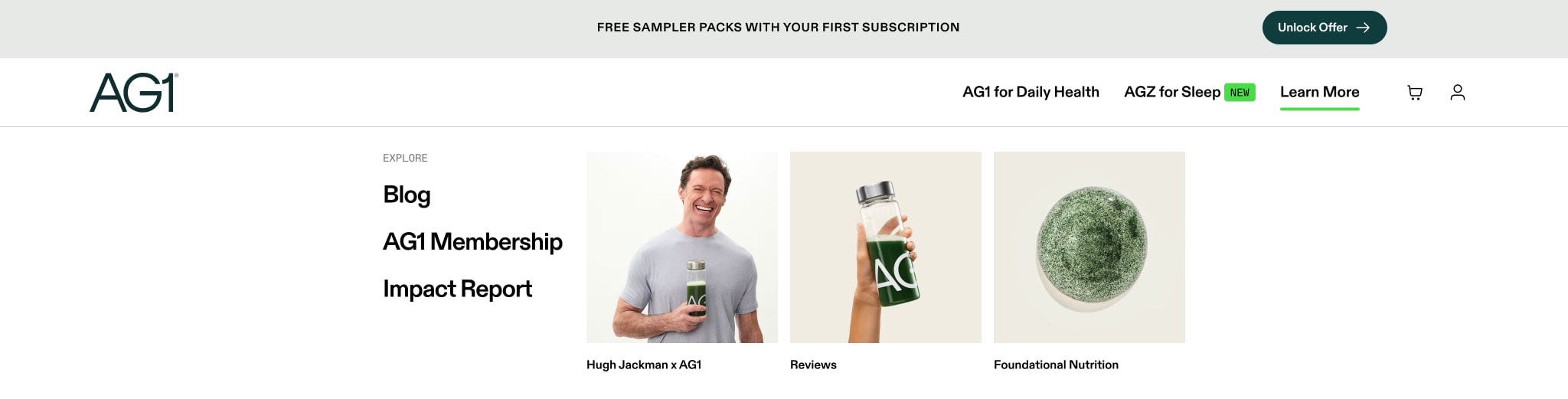 AG1 | Get Started captured website design