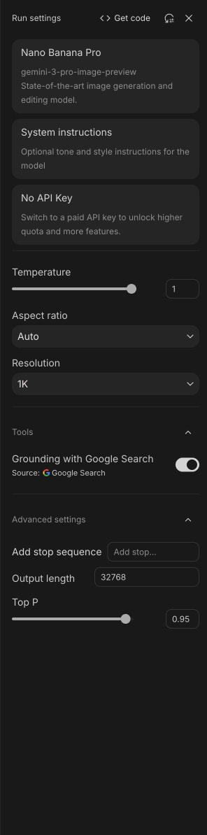 Google AI Studio captured website design