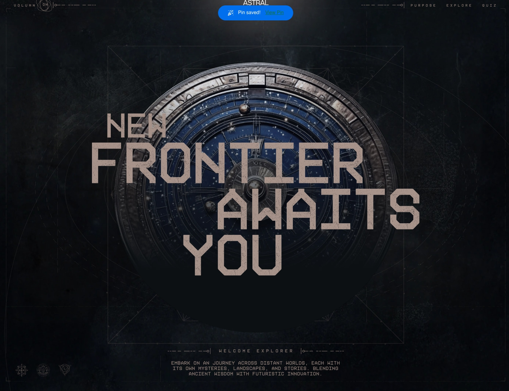 Astral Frontier | A Journey Across Distant Worlds captured website design