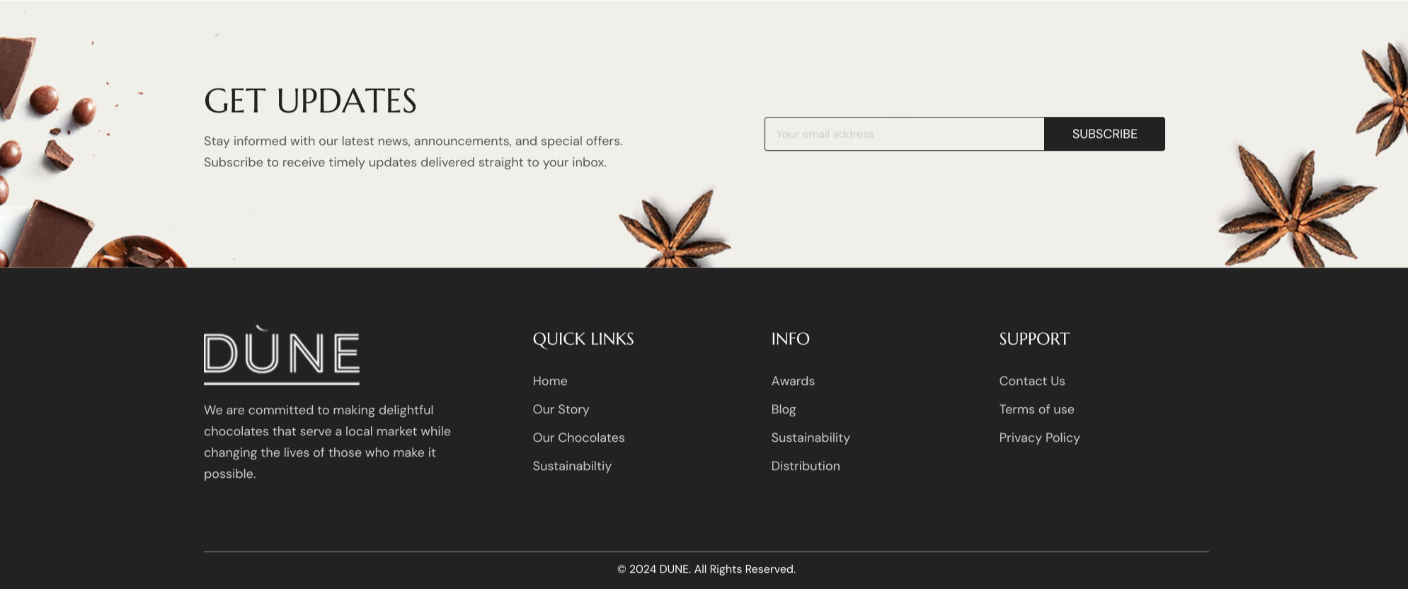 Where to Buy – DÙNE captured website design