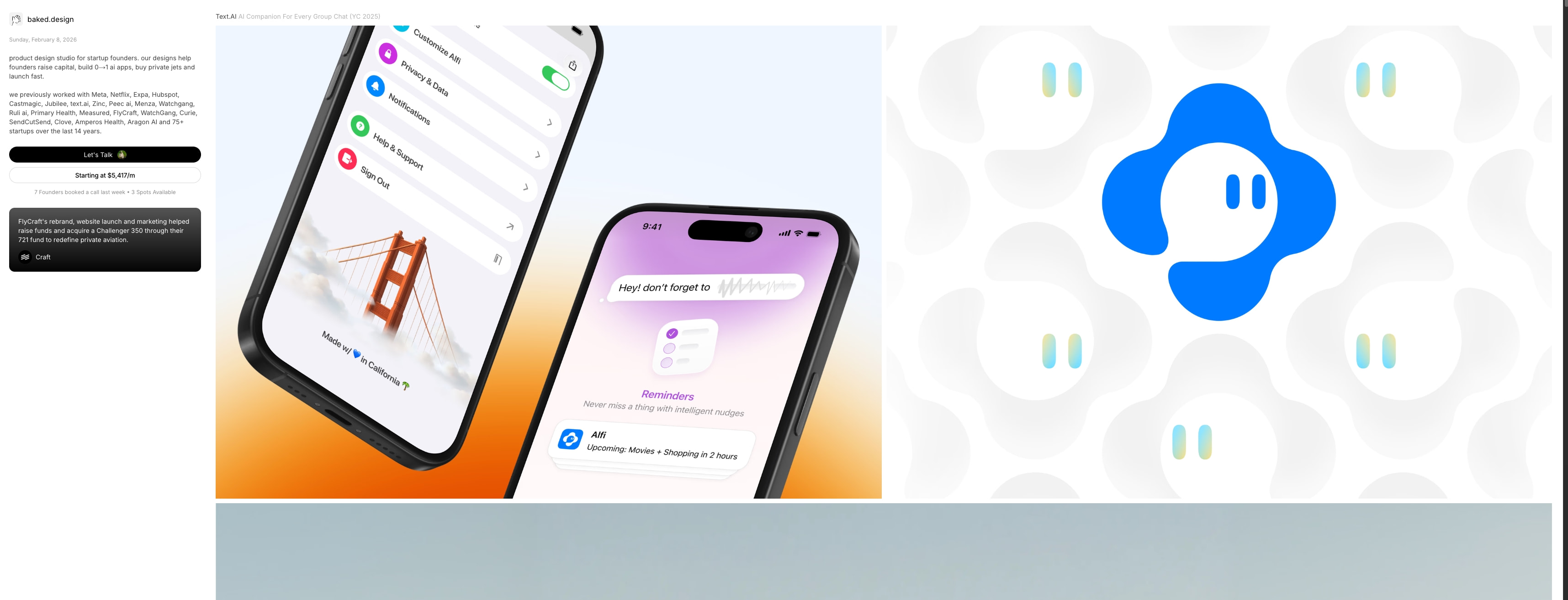 Ultra-wide — split studio layout captured website design