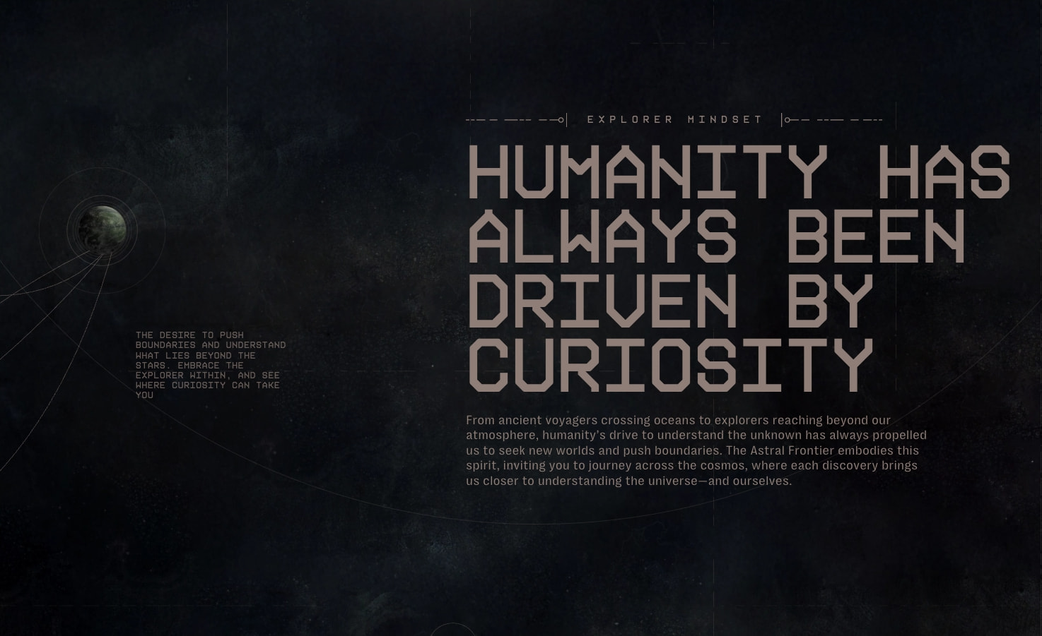 Astral Frontier | A Journey Across Distant Worlds captured website design