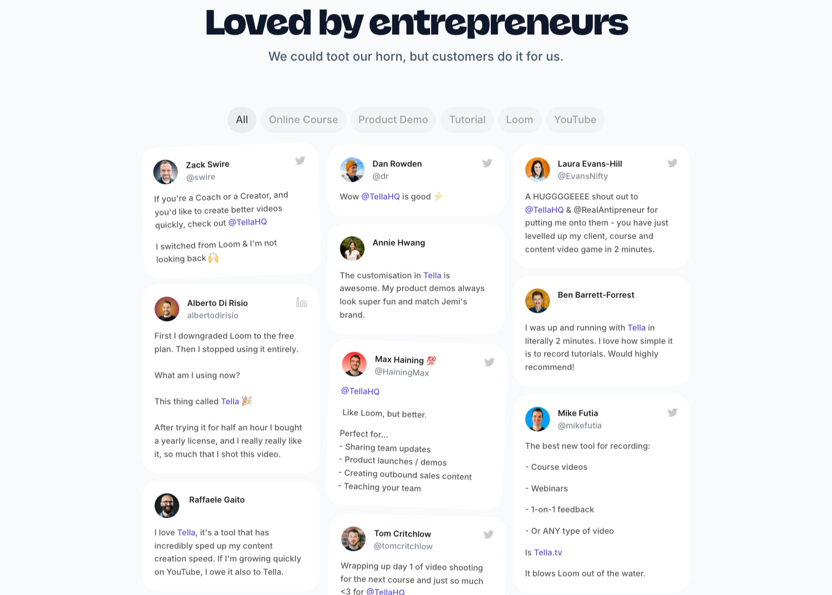 Tella — Online Screen Recorder for Mac & Windows captured website design