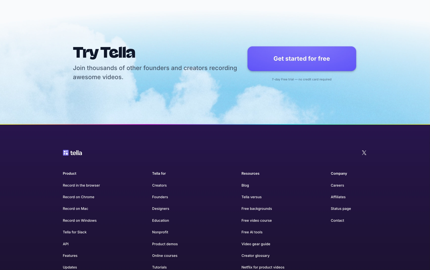 Tella — Online Screen Recorder for Mac & Windows captured website design