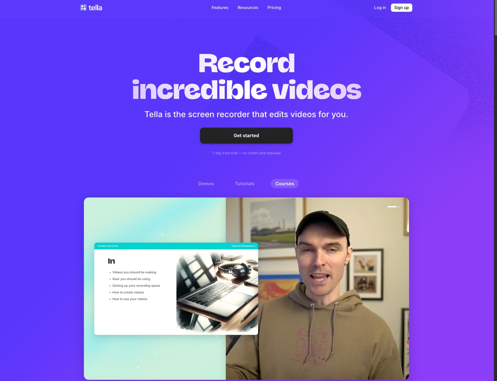 Tella — Online Screen Recorder for Mac & Windows captured website design