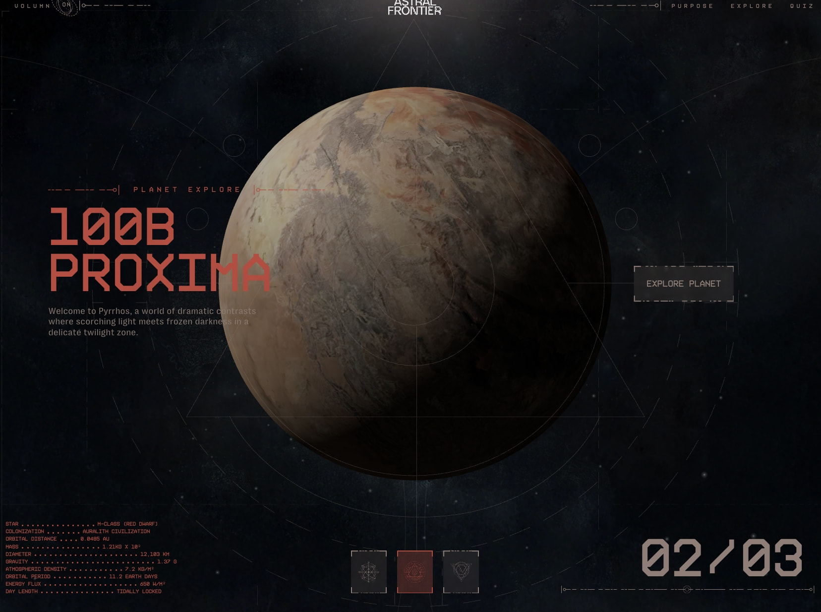 Astral Frontier | A Journey Across Distant Worlds captured website design
