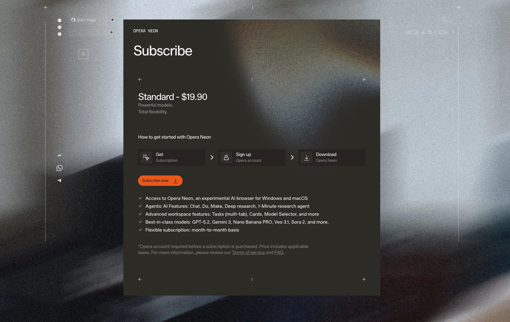 Opera Neon. This browser is built to act. captured website design
